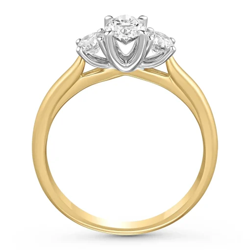 Beaverbrooks 18ct Yellow Gold Diamond Oval Shaped Three Stone Engagement Ring