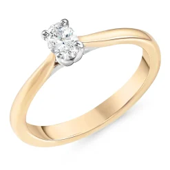 Beaverbrooks 18ct Yellow Gold Oval Shaped Diamond Solitaire Engagement Ring