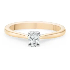 Beaverbrooks 18ct Yellow Gold Oval Shaped Diamond Solitaire Engagement Ring