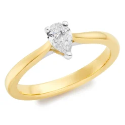 Beaverbrooks 18ct Yellow Gold Pear Diamond Solitaire Ring