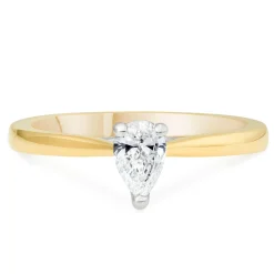 Beaverbrooks 18ct Yellow Gold Pear Diamond Solitaire Ring