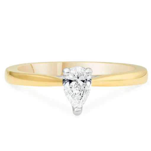 Beaverbrooks 18ct Yellow Gold Pear Diamond Solitaire Ring