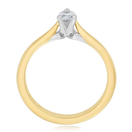 Beaverbrooks 18ct Yellow Gold Pear Diamond Solitaire Ring
