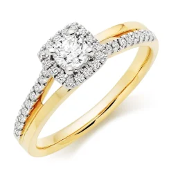 Beaverbrooks 18ct Yellow Gold Diamond Halo Ring
