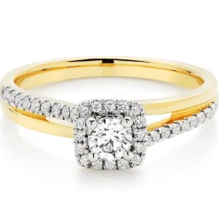Beaverbrooks 18ct Yellow Gold Diamond Halo Ring