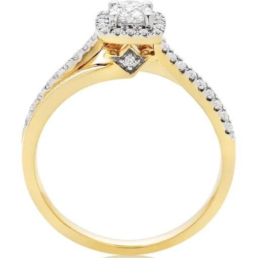 Beaverbrooks 18ct Yellow Gold Diamond Halo Ring