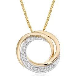 Beaverbrooks 9ct Yellow Gold Diamond Swirl Pendant