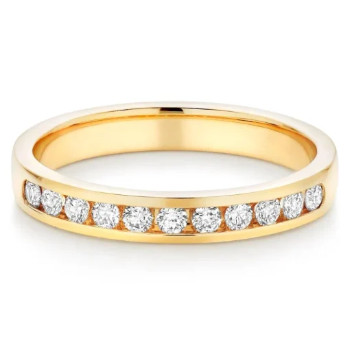Beaverbrooks 18ct Yellow Gold Diamond 3mm Half Eternity Ring