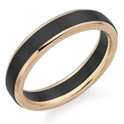 Beaverbrooks 18ct Yellow Gold and Zirconium 5mm Men’s Wedding Ring