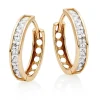 Beaverbrooks 9ct Yellow Gold Cubic Zirconia Hoop Earrings