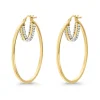 Beaverbrooks 9ct Yellow Gold Crystal Hoop Earrings