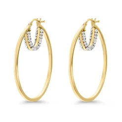 Beaverbrooks 9ct Yellow Gold Crystal Hoop Earrings