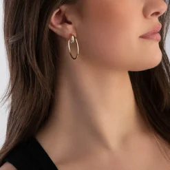 Beaverbrooks 9ct Yellow Gold Crystal Hoop Earrings
