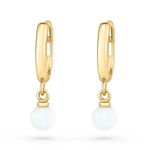 Beaverbrooks 9ct Yellow Gold Freshwater Cultured Pearl Huggie Hoop Earrings