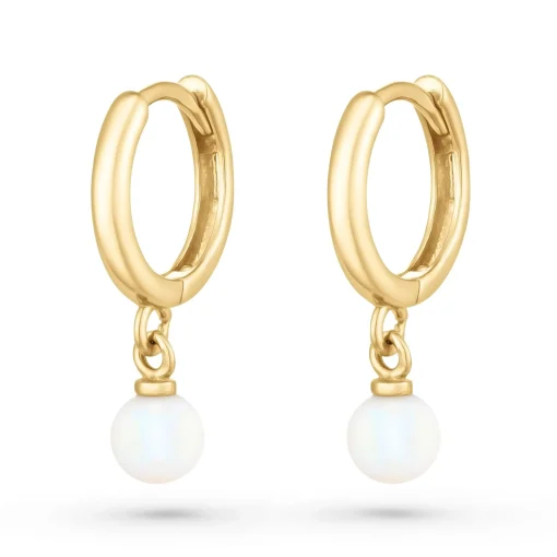Beaverbrooks 9ct Yellow Gold Freshwater Cultured Pearl Huggie Hoop Earrings