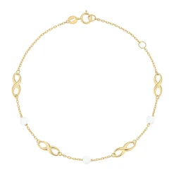 Beaverbrooks 9ct Yellow Gold Freshwater Cultured Pearl Infinity Bracelet
