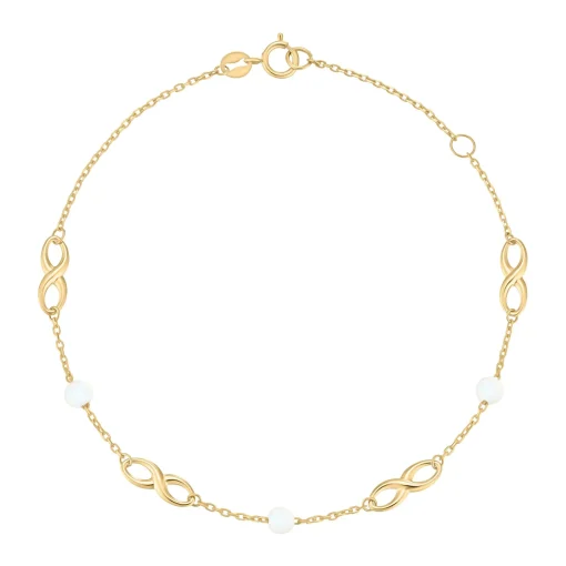 Beaverbrooks 9ct Yellow Gold Freshwater Cultured Pearl Infinity Bracelet