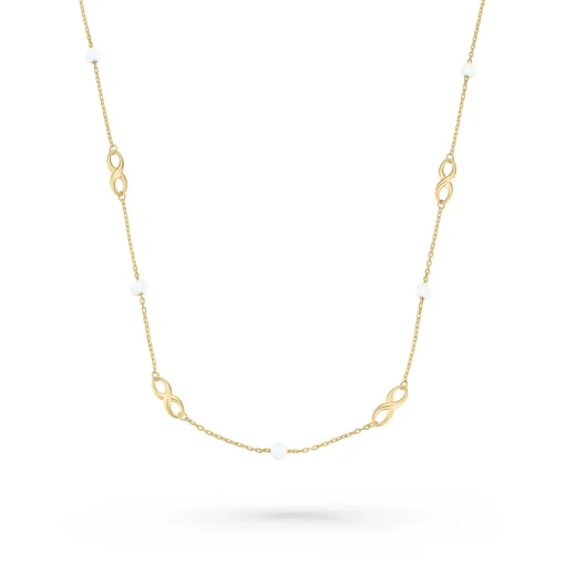 Beaverbrooks 9ct Yellow Gold Freshwater Cultured Pearl Infinity Necklace