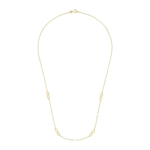 Beaverbrooks 9ct Yellow Gold Freshwater Cultured Pearl Infinity Necklace