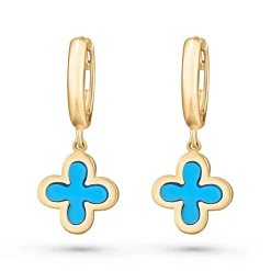 Beaverbrooks 9ct Yellow Gold Clover Huggie Earrings
