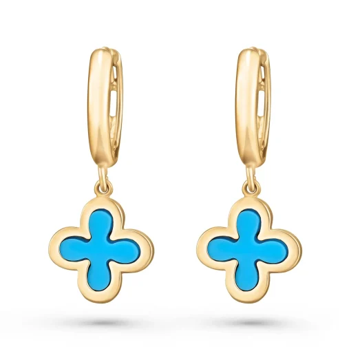 Beaverbrooks 9ct Yellow Gold Clover Huggie Earrings