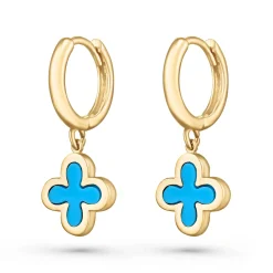 Beaverbrooks 9ct Yellow Gold Clover Huggie Earrings