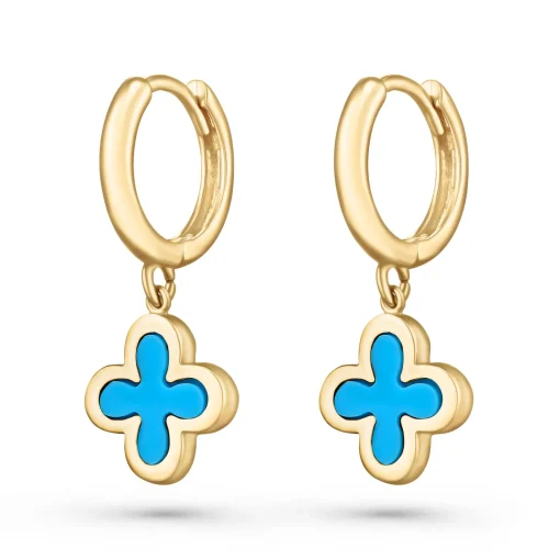 Beaverbrooks 9ct Yellow Gold Clover Huggie Earrings