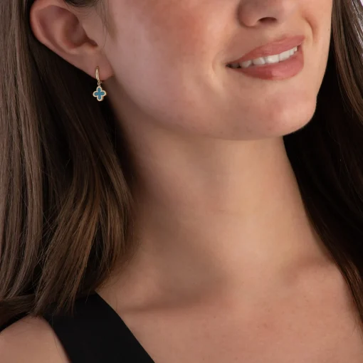 Beaverbrooks 9ct Yellow Gold Clover Huggie Earrings