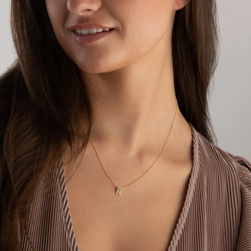 Beaverbrooks 9ct Yellow Gold Diamond Initial R Pendant