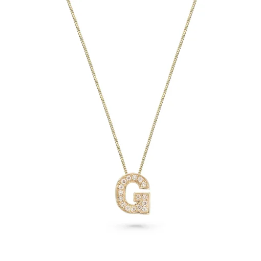 Beaverbrooks 9ct Yellow Gold Diamond Initial G Pendant
