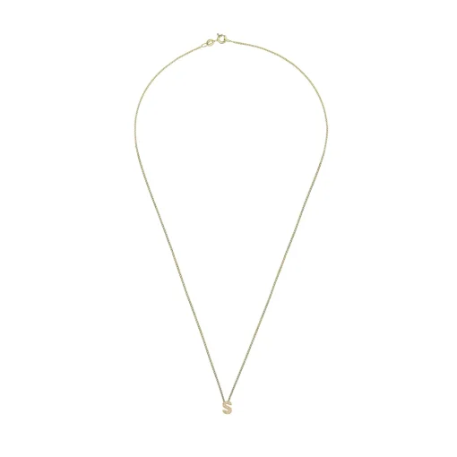 Beaverbrooks 9ct Yellow Gold Diamond Initial S Pendant