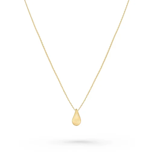 Beaverbrooks 9ct Yellow Gold Etched Teardrop Necklace