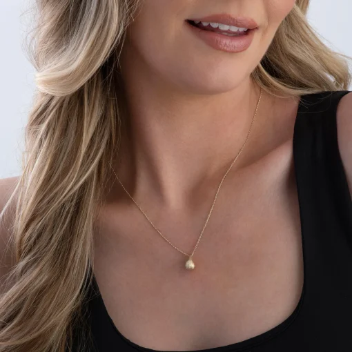 Beaverbrooks 9ct Yellow Gold Etched Teardrop Necklace