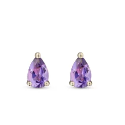 Beaverbrooks 9ct Yellow Gold Amethyst Stud Earrings