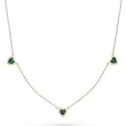 Beaverbrooks 9ct Yellow Gold Malachite Heart Necklace