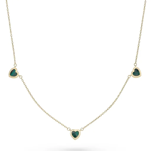 Beaverbrooks 9ct Yellow Gold Malachite Heart Necklace