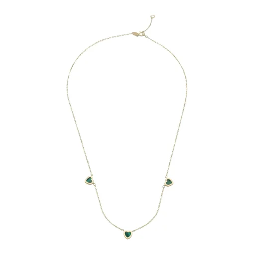 Beaverbrooks 9ct Yellow Gold Malachite Heart Necklace