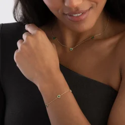 Beaverbrooks 9ct Yellow Gold Malachite Heart Necklace
