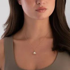 Beaverbrooks 9ct Yellow Gold, Rose Gold and White Gold Freshwater Cultured Pearl Knot Pendant