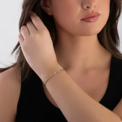 Beaverbrooks 9ct Yellow, White and Rose Gold Infinity Bracelet