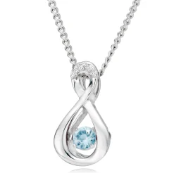 Beaverbrooks Dance 9ct White Gold Diamond Aquamarine Birthstone Pendant
