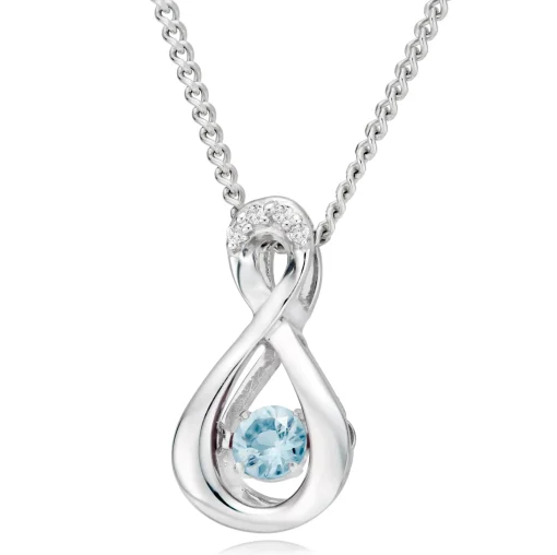 Beaverbrooks Dance 9ct White Gold Diamond Aquamarine Birthstone Pendant