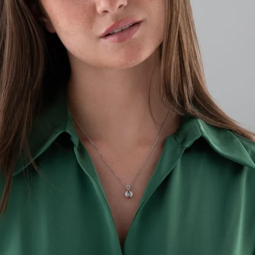 Beaverbrooks Dance 9ct White Gold Diamond Aquamarine Birthstone Pendant