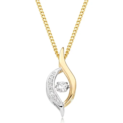 Beaverbrooks Dance 9ct Yellow Gold and White Gold Diamond Pendant