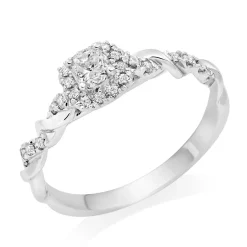Beaverbrooks Entwine Platinum Diamond Cushion Cut Halo Ring