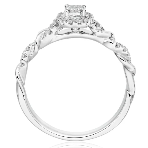 Beaverbrooks Entwine Platinum Diamond Cushion Cut Halo Ring