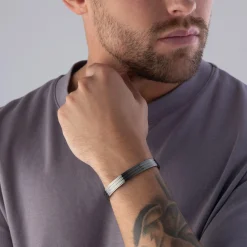Beaverbrooks Gunmetal Torque Men's Bracelet
