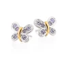 Beaverbrooks Mini B Silver and Gold Plated Crystal Butterfly Earrings