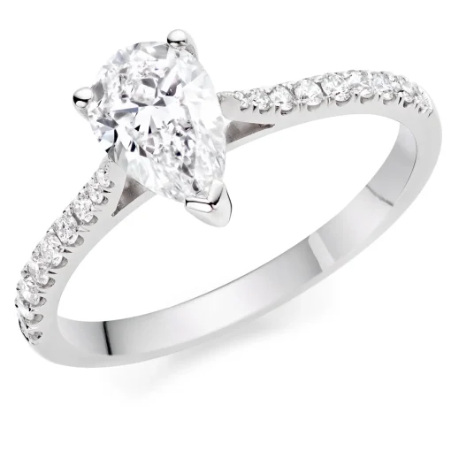 Beaverbrooks Once Platinum Diamond Pear Shaped Solitaire Engagement Ring