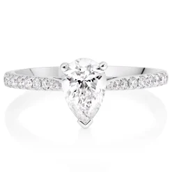 Beaverbrooks Once Platinum Diamond Pear Shaped Solitaire Engagement Ring
